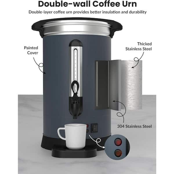 Garvee 120 Cup Gary Stainless Steel Electric Coffee Urn and Hot Water Dispenser with Water Collecting Tray