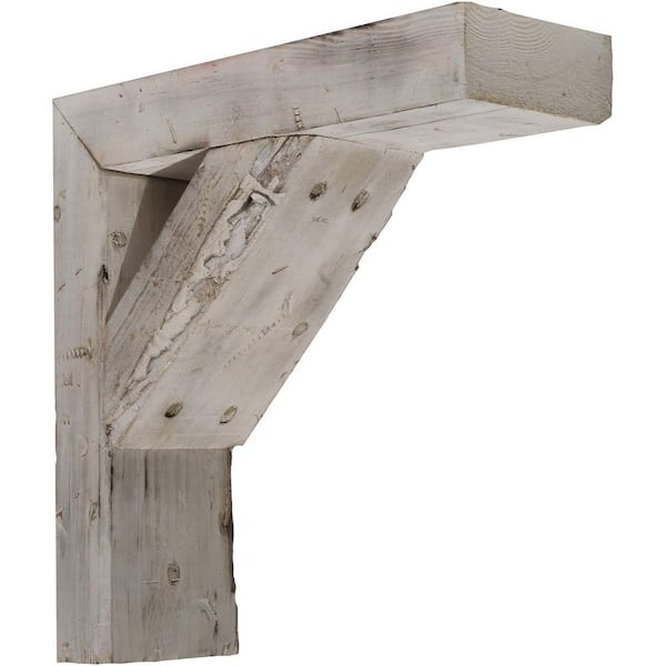 Ekena Millwork Barnwood Decor Collection 3-1/2 in. W x 8 in. D x 10 in. H Chalk Dust White Vintage Farmhouse Bracket (2-Pack)