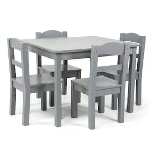 Kids Grey Wood Table and 4-Chair Set, Grey, Camden Collection