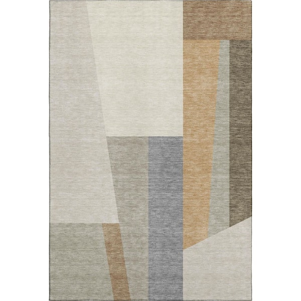 Mayfield Premium Machine Washable Abstract AMF2446 Beige 10 ft. x 14 ft. Area Rug