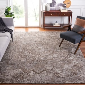 Marquee Gray/Ivory 8 ft. x 8 ft. Floral Oriental Square Area Rug
