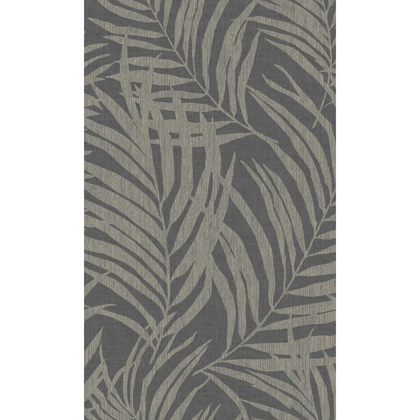 Walls Republic Grey Minimalist Grass Leaves 57 sq. ft. Non-Woven Textured Non-pasted Double Roll Wallpaper