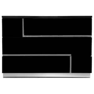 Barcelona 3-Drawer Black Dresser 32 in. H x 47 in. W x 17 in. D