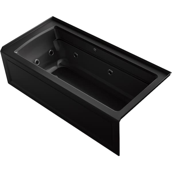 KOHLER Archer 60 in. Right-Hand Drain Rectangular Alcove Whirlpool and Air Bath Bathtub in White