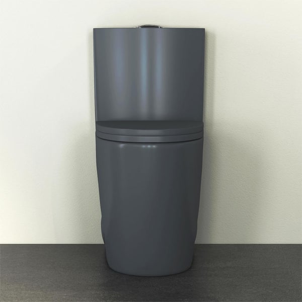 Reno 1-Piece 1.1/1.6 GPF Siphon Dual Flush Elongated ADA Chair Height Toilet in Charcoal Gray, Seat Included