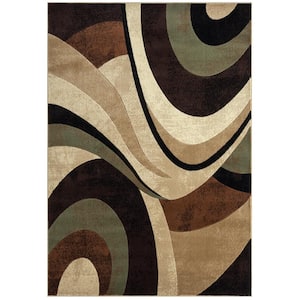 Tribeca Slade Brown/Green 9 ft. x 12 ft. Abstract Area Rug