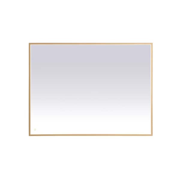 Unbranded Timeless Home 48 in. W x 36 in. H Aluminum Brass LED Mirror