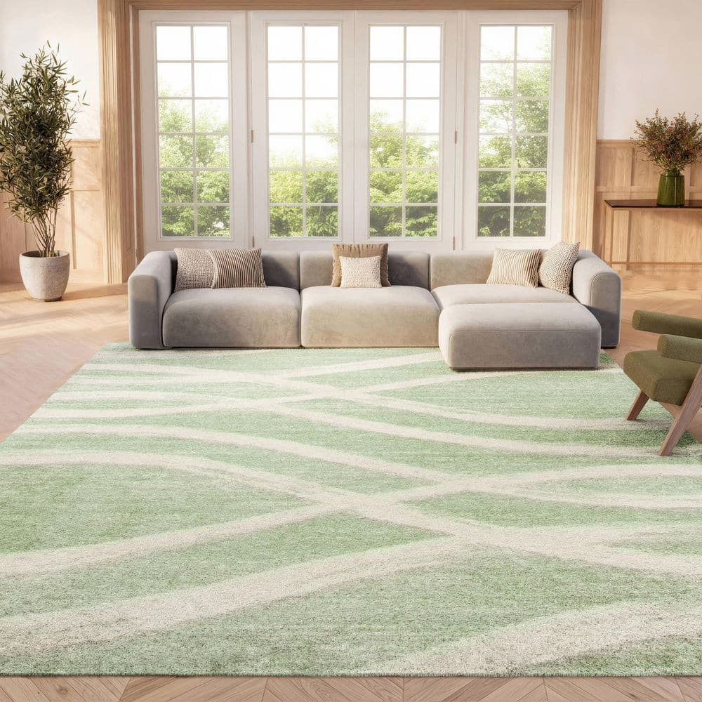 Adirondack 6 ft. x 8 ft. Sage/Cream Waves Area Rug price history on PriceWatchPro