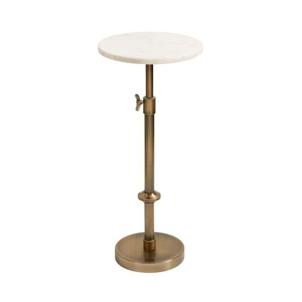 Engles 10 in. Gold Round Marble End Table