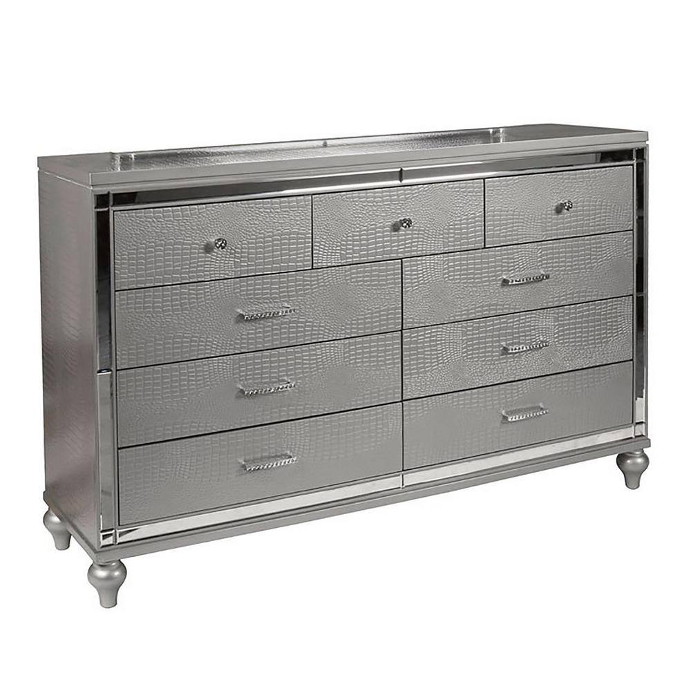NEW CLASSIC HOME FURNISHINGS Valentino Silver 9Drawer 68 in. Dresser BA9698S050 The Home Depot
