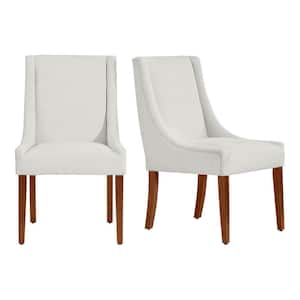Leaham Biscuit Beige Upholstered Dining Chairs with Walnut Accents (Set of 2)