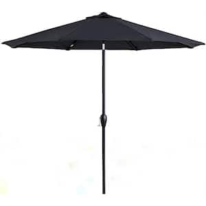 9 ft. Market Tilt Patio Umbrella Outdoor Table with Push Button and Crank in Space Grey, Beach Word Umbrella