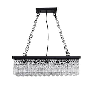 Hanley 5-Light Black Rectangle Raindrop Chandelier with Clear Crystals