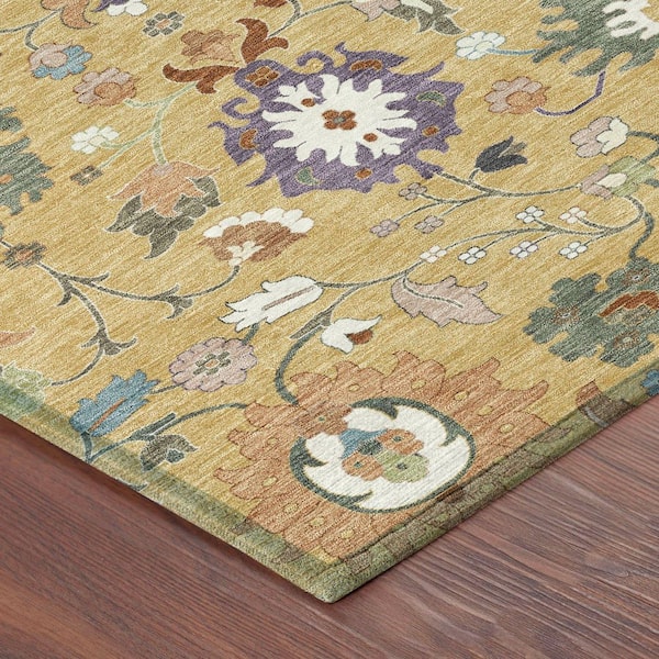 Chantille Machine Washable Indoor/Outdoor Abstract ACN2458 Gold 3 ft. x 5 ft. Area Rug