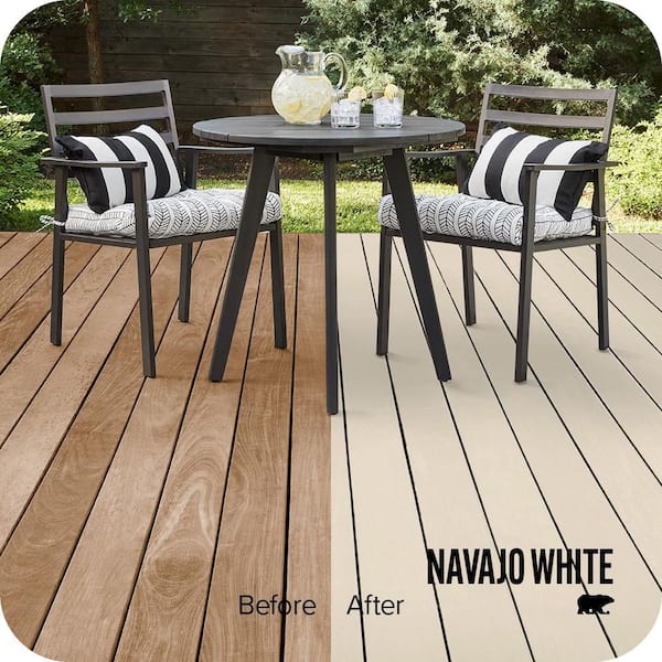 5 gal. #SC-157 Navajo White Solid Color Waterproofing Exterior Wood Stain and Sealer