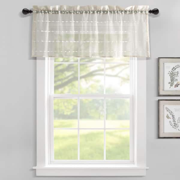 Farmhouse Textured Sheer Valance Beige Single 52x18+2