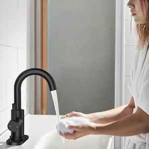 Single Hole 1-Handle Bathroom Faucet in Matte Black