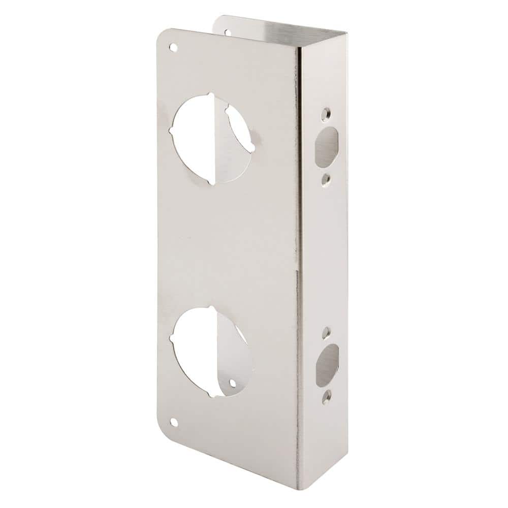 Modern Satin Brass Door Reinforcer with Lock