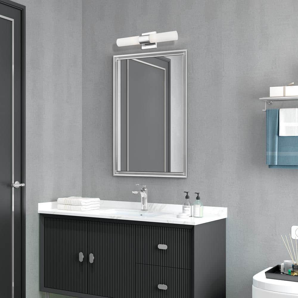 Aero Polished Chrome 2-Light Vanity with Etched Opal Glass