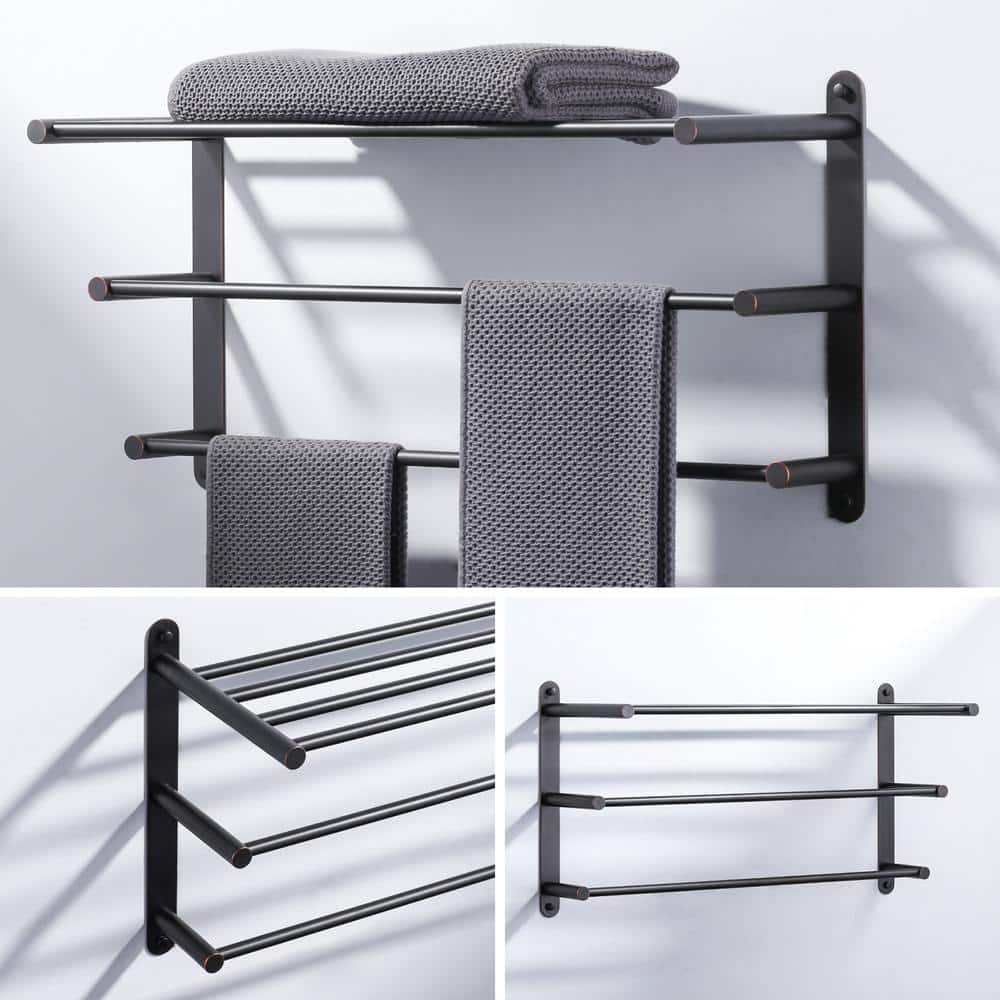 Aleasha 24-Inch Oil Rubbed Bronze Wall Mounted Triple Towel Rack