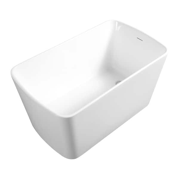 49 in. x 28 in. Acrylic Freestanding Soaking Bathtub with Right Drain in White, cUPC Certified