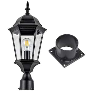 Pier Base and Oak Creek Textured Black Steel Outdoor Pier Mount Base Post Top