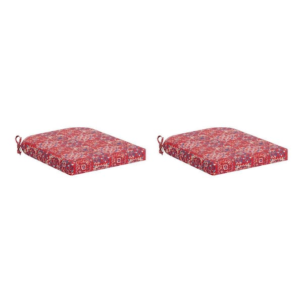 Hampton Bay 20 in. W x 20 in. D Universal Outdoor Seat Pad in Libson Tile (Set of 2)