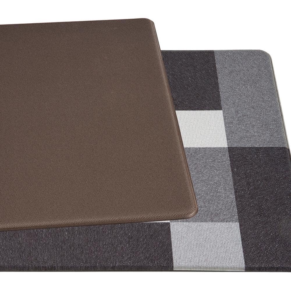 Gray Modern Geometric Anti-Fatigue Standing Mat 18" x 47"