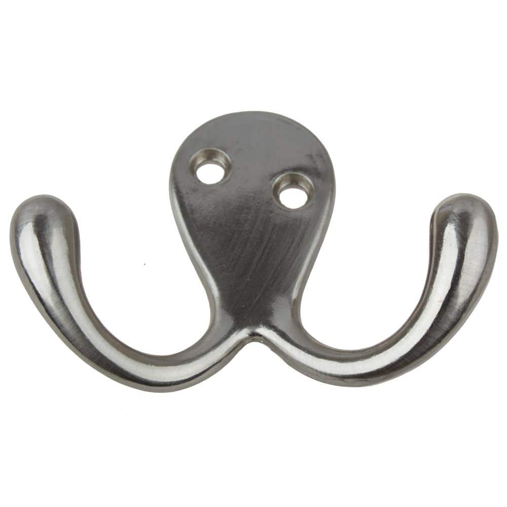 GlideRite 2 in. Satin Nickel Octopus Double Hooks (10-Pack) 7511-SN-10 -  The Home Depot