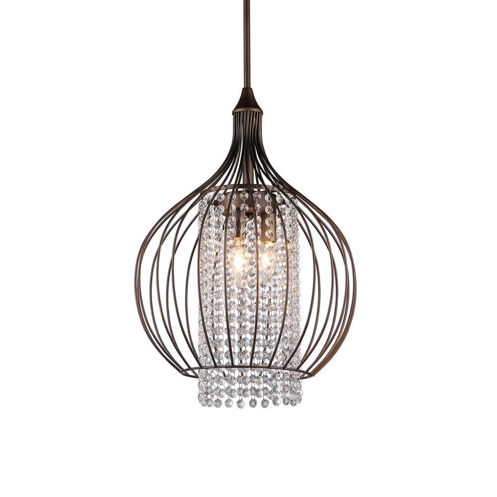 Radiant Globe Crystal-Bronze Chandelier 15" Incandescent Sphere