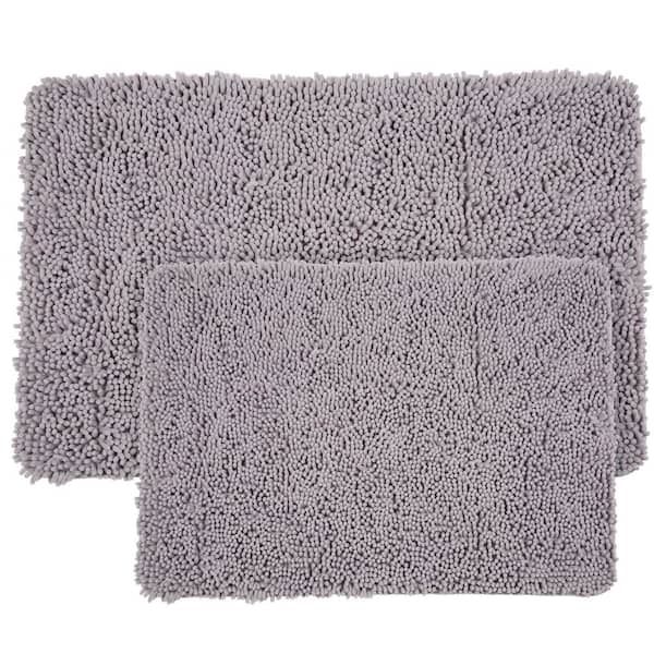 Gray 6-Piece Chenille Bath Mat Set