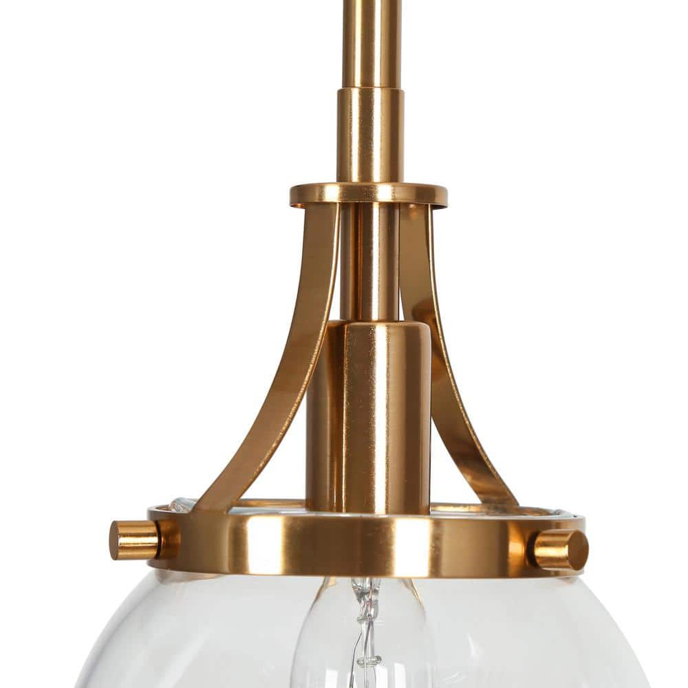 Polished Gold and Matte Black Mini Globe Pendant Light with Clear Glass Shade