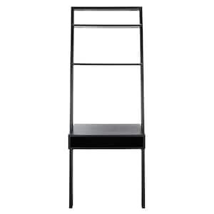 Kamy 28 in. Black Wood 2-Shelf Leaning Desk