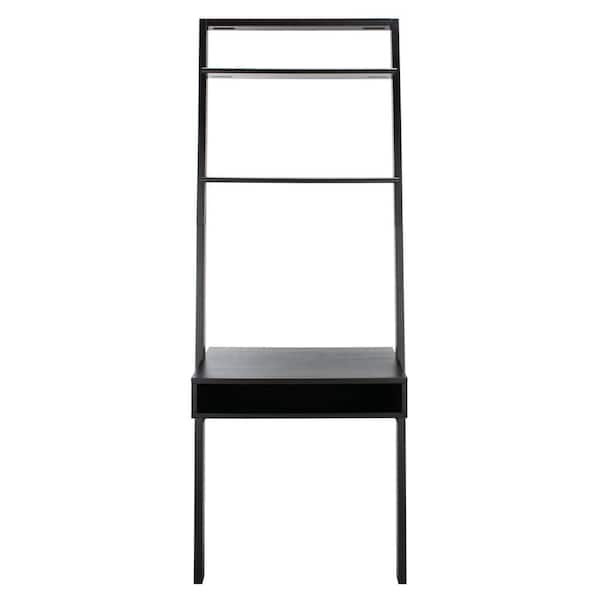 SAFAVIEH Kamy 28 in. Black Wood 2-Shelf Leaning Desk