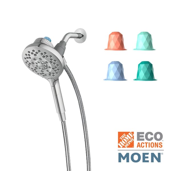 MOEN Aromatherapy 6-Spray 5.6 in. Single Wall Mount Handheld Shower Head with INLY Shower Capsules and Magnetix in Chrome