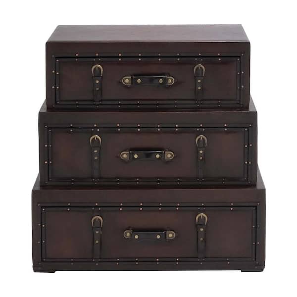 Brown Wood Traditional Chest 16 in.