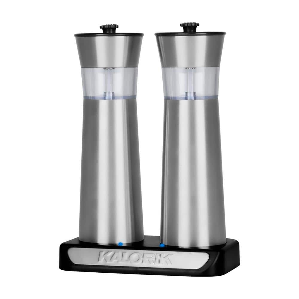 Rechargeable Electric Pepper and Salt Grinder Set: Automatic Black