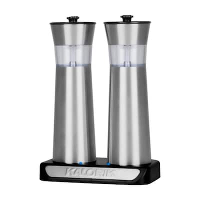 Rechargeable Gravity Stainless Steel Salt and Pepper Grinder Set