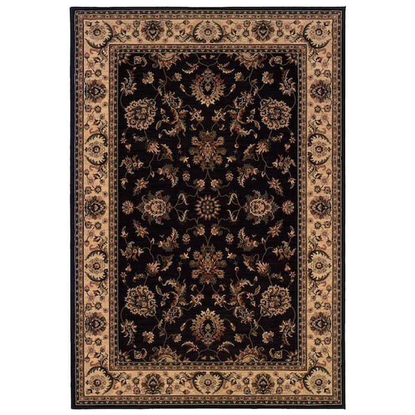AVERLEY HOME Alyssa Black/Ivory 8 ft. x 8 ft. Square Traditional Area Rug