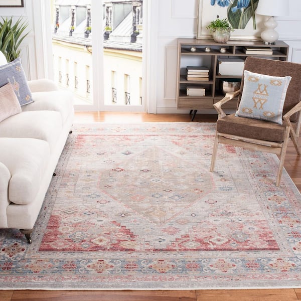 Kenitra 9 ft. x 12 ft. Gray/Blue Distressed Medallion Area Rug