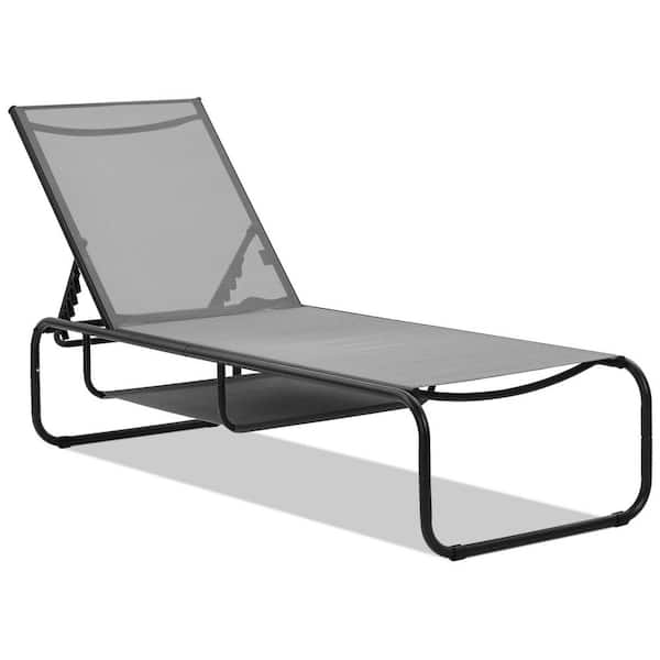 Metal Back Adjustable Outdoor Patio Chaise Lounge
