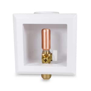 1/2 in. Push-Fit Icemaker Outlet Box with Valve and Hammer Arrester, White ABS Brass (Single)