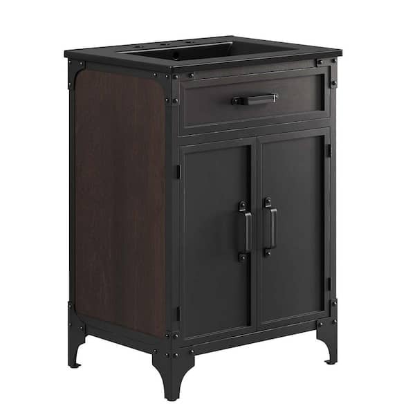 MODWAY Steamforge 24 in. W x 18 in. D x 39.5 in. H Bath Vanity Cabinet without Top in Black Black