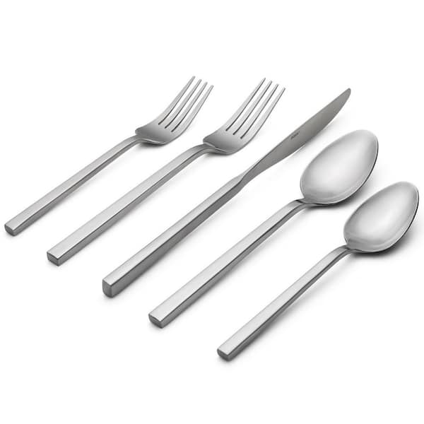 20-Piece Silver Stainless Steel Flatware Set with Square Handle (Service for 4), Dishwasher Safe and Easy to Clean