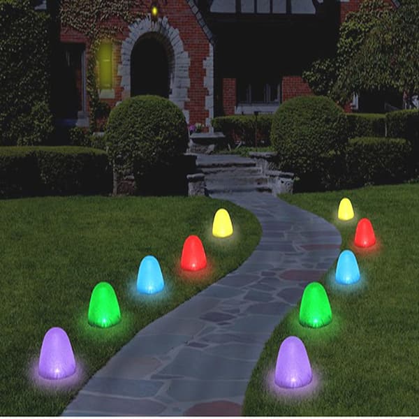 ar silhuet Anoi HoliScapes 8 in. Tall 10-Count Sugar Coated LED Gumdrop Multi-Colored  Christmas Pathway Lights A/C Powered Gumdrop-Pathway-10-AC - The Home Depot