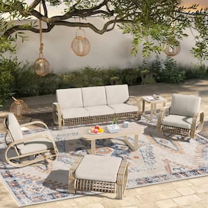 Arsterie 6-Piece Aluminum Outdoor Conversation Set with Beige Cushions