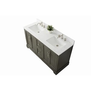 Laval 60 in. W x 22 in. D x 34 in. H Bath Vanity in Silver Gray with Engineered Marble Top