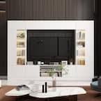 FUFU&GAGA 4-Piece White Wood Entertainment Center TV Console FUFU&GAGA 4-Piece White Wood Entertainment Center TV Console