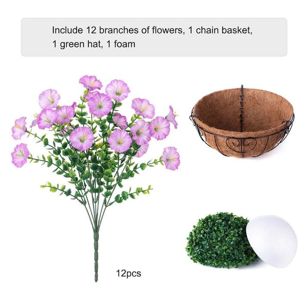 20.5 in. Purple Outdoor Artificial Flower UV Resistant Hanging