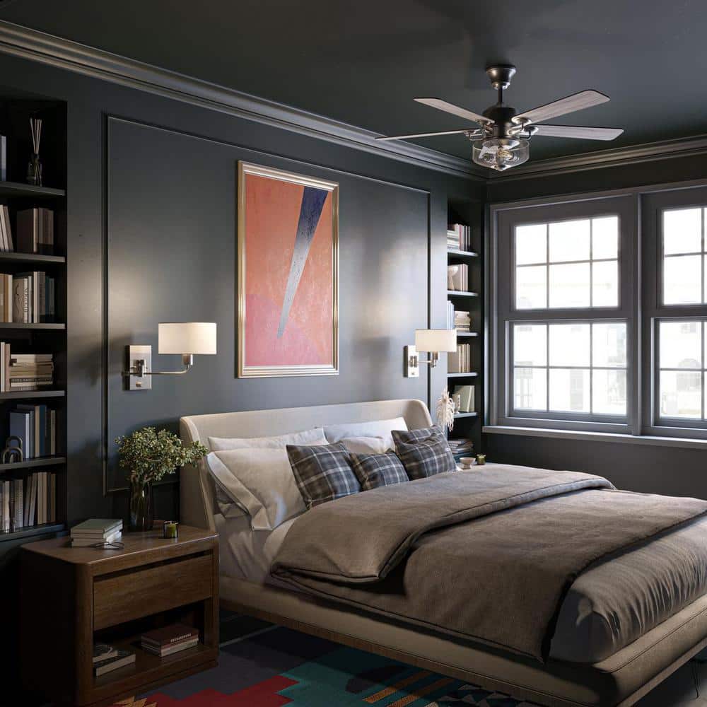 Brushed Nickel Swing Arm Wall Sconce with Linen Shade